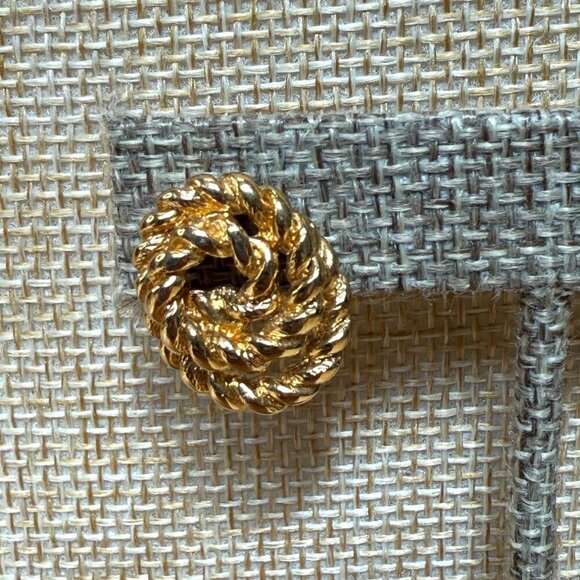 Monet Gold-Tone Rope Knot Stud Earrings Vintage Style - Picture 2 of 6
